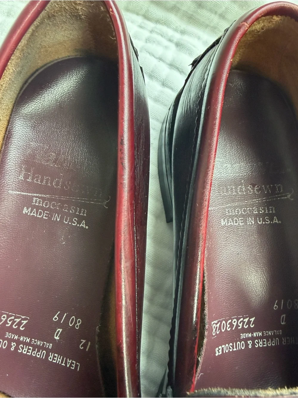 Vintage Hanover Handsewn Burgundy Leather Penny Loafers Made USA Men’s 12 D
